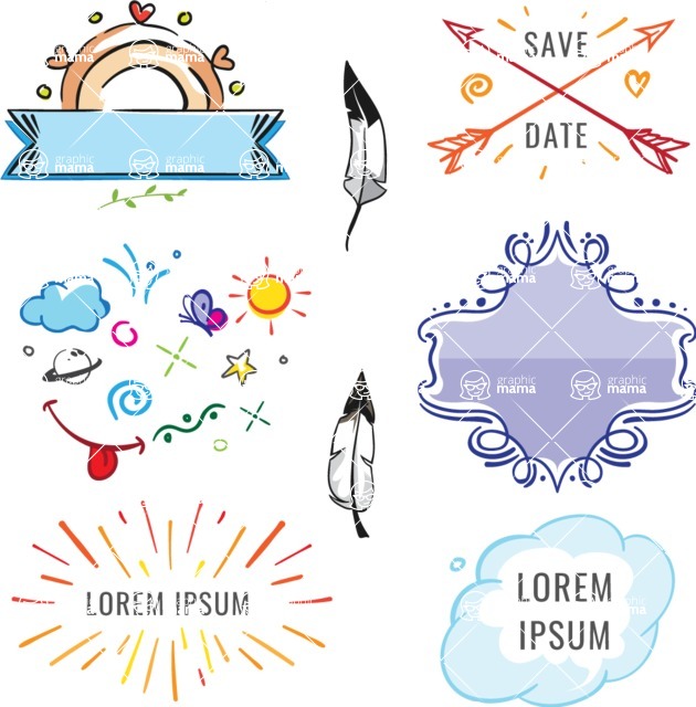 Vector Hand Drawn Elements Mega Bundle - Vector Hand Drawn Design Elements